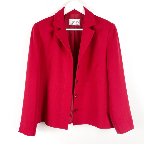 Vintage Red Lined Boxy Fit Blazer Size 10 - Picture 5 of 10